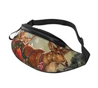 Sac banane imprimé Merry Christmas 2 avec prise casque, sac banane personnalisé unisexe pour la course à pied, la randonnée, pour homme et femme, Noir , Taille unique