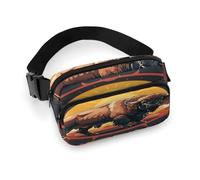 Sac banane imprimé montagnes de bison sauvages américains pour entraînement, voyage, course décontractée, course à pied, randonnée, cyclisme, montagnes de bison sauvages américains, 20 x 13 cm,