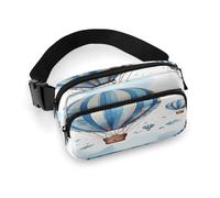 Sac banane imprimé montgolfière bleue pour entraînement, voyage, course décontractée, course à pied, randonnée, cyclisme, montgolfière, 7,9 x 13 cm, Montgolfière bleue., 7.9 X 5.1 in