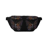 Sac banane imprimé papillon mystère avec grande capacité et double poches, adapté pour les voyages et le sport.