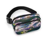 Sac banane imprimé papillons blancs et violets pour entraînement, voyage, course décontractée, course à pied, randonnée, cyclisme, papillons blancs et violets, 20 x 13 cm, Papillons blancs et violets,