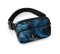 Sac banane imprimé peinture bleue pour homme et femme, grand sac de poitrine avec sangle réglable pour l'extérieur, l'entraînement, les voyages, la course décontractée, peinture vague bleue, 20 x 13
