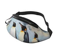 Sac banane imprimé Penguins on The Iceberg pour homme et femme avec sangle réglable pour randonnée, course à pied, voyage, cyclisme, Noir , Taille unique, Sac à dos décontracté