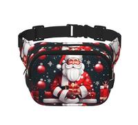 Sac banane imprimé Père Noël avec sangle réglable carré double couche ceinture unisexe partout