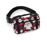 Sac banane imprimé Père Noël pour homme et femme, grand sac de poitrine avec sangle réglable pour l'extérieur, l'entraînement, les voyages, la course décontractée, le Père Noël, 20 x 13 cm, Père Noël,