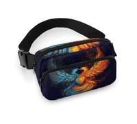 Sac banane imprimé phénix feu et eau pour homme et femme, grand sac de poitrine avec sangle réglable pour entraînement en plein air, voyage, course décontractée, phénix feu et eau, 20 x 13 cm, Feu et