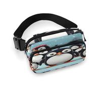 Sac banane imprimé pingouins mignons pour entraînement, voyage, course décontractée, course à pied, randonnée, cyclisme, pingouins mignons, 20 x 13 cm, Jolis pingouins, 7.9 X 5.1 in