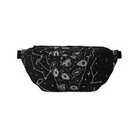 Sac banane imprimé Pizza Constellation - Réglable - Léger - Pour la marche, le cyclisme, la randonnée, les voyages, Noir , Taille unique, Sac à dos décontracté