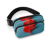 Sac banane imprimé plumes rouges pour entraînement, voyage, course décontractée, course à pied, randonnée, cyclisme, une plume rouge, 7,9 x 13 cm, Une plume rouge, 7.9 X 5.1 in