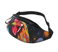 Sac banane imprimé poulet avec trou pour écouteurs pour homme et femme - Sac banane de sport réglable pour l'extérieur, l'entraînement, la randonnée, Noir , Taille unique, Sac à dos de