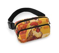 Sac banane imprimé poulet de dessin animé pour entraînement, voyage, course décontractée, course à pied, randonnée, cyclisme, poulet de dessin animé, 20 x 13 cm, Poulet de dessin animé., 7.9 X 5.1 in