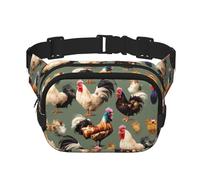 Sac banane imprimé poulet et coq avec sangle réglable carré double couche ceinture unisexe partout