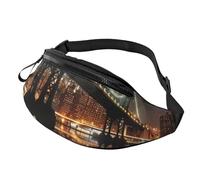 Sac banane imprimé pour homme et femme - Sac banane de course à pied - Sac banane pour voyage et randonnée, New York Manhattan Bridge Night, Taille unique