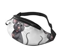 Sac banane imprimé rat gris pour homme et femme, sac banane avec sangle réglable pour voyage, sport, noir, taille unique, Noir , Taille unique