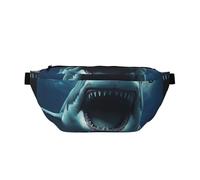 Sac banane imprimé requin pour homme et femme, sac banane réglable, sac banane de voyage, sac à bandoulière pour sport, course à pied, randonnée, Noir , Taille unique, Sac à dos de