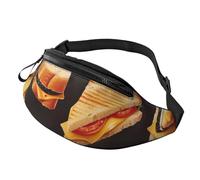 Sac banane imprimé sandwich au fromage avec prise casque, sac banane personnalisé unisexe pour la course à pied, la randonnée, pour homme et femme, Noir , Taille unique, Sacs à dos Sling