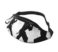 Sac banane imprimé silhouettes d'arts martiaux pour homme et femme, sac banane avec sangle réglable pour la randonnée, la course, les voyages, le cyclisme, Noir , Taille unique, Sac à dos décontracté