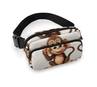Sac banane imprimé singe mignon pour entraînement, voyage, course décontractée, course à pied, randonnée, cyclisme, singe mignon, 20 x 13 cm, Joli singe, 7.9 X 5.1 in