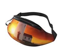 Sac banane imprimé Sunset at The Seaside avec trou pour écouteurs pour homme et femme - Sac banane de sport réglable pour l'extérieur, l'entraînement, la randonnée, Noir , Taille unique, Sac à dos de