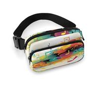 Sac banane imprimé sur le thème de la musique abstraite, sac banane pour entraînement, voyage, course décontractée, course à pied, randonnée, cyclisme, thème musique abstraite, 20 x 13 cm, Thème