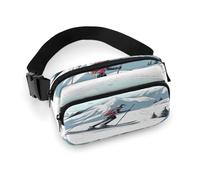 Sac banane imprimé sur le thème du ski pour l'entraînement, les voyages, la course décontractée, la course à pied, la randonnée, le cyclisme, le ski, 20 x 13 cm, Thème du ski, 7.9 X 5.1 in