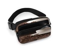 Sac banane imprimé tasse à café et grains de café pour entraînement, voyage, course décontractée, course à pied, randonnée, cyclisme, tasse à café et grains de café, 20 x 13 cm, Tasse à café et grains