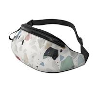 Sac banane imprimé terrazzo blanc avec prise casque, sac banane personnalisé unisexe pour la course à pied, la randonnée, pour homme et femme, Noir , Taille unique, Sacs à dos Sling