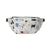 Sac banane imprimé terrazzo blanc pour homme et femme, sac banane réglable, sac banane de voyage, sac à bandoulière pour sport, course à pied, randonnée, Noir , Taille unique, Sac à dos de