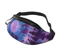 Sac banane imprimé tie-dye violet pour homme et femme - Sac banane de course à pied - Sac banane pour voyage et randonnée, Teinture violette, Taille unique