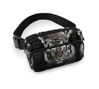 Sac banane imprimé tigre noir et blanc pour entraînement, voyage, course décontractée, course à pied, randonnée, cyclisme, tigre noir et blanc, 20 x 13 cm, Tigre noir et blanc., 7.9 X 5.1 in