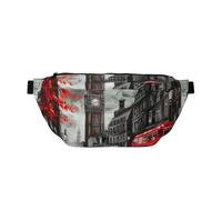 Sac banane imprimé tortue de mer pour homme et femme - Sac banane pour voyage, randonnée, Red London Street, Taille unique