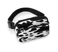 Sac banane imprimé vache noire et blanche pour entraînement, voyage, course décontractée, course à pied, randonnée, cyclisme, imprimé vache noire et blanche, 20 x 13 cm, Imprimé vache noir et blanc.,