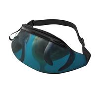 Sac banane imprimé West Indian Lamantins avec trou pour écouteurs pour homme et femme - Sac banane de sport réglable pour l'extérieur, l'entraînement, la randonnée, Noir , Taille unique, Sac à dos de
