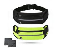 Sac Banane Invisible Antivol, Lot de 2 Sacs Banane for Sports Outdoor, Ceinture Porte-Billets LéGèRe, Ajustable, ImperméAble et Antivol avec Sangle(Black+Green)