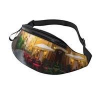 Sac banane italien Old Street pour homme et femme, sac banane en polyester imprimé pour voyage, marche, sport avec sangle réglable, Noir , Taille unique