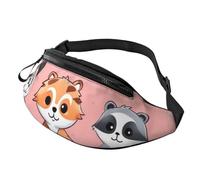 Sac banane japonais à motif floral prune pour homme et femme, sac banane tendance, sac banane pour voyage, sport, marche, Animaux mignons dessinés à la main, Taille unique