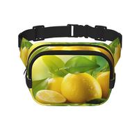 Sac banane jaune avec extension pour homme et femme avec poches zippées Motif citrons 3, noir, One Size