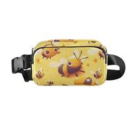 Sac banane jaune avec sangle réglable pour voyage, vacances, course à pied, motif abeille, dessin animé, jaune, Jaune Lovely Bee Paradise Cartoon, Taille unique