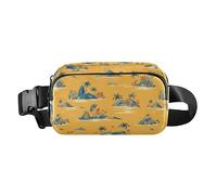 Sac banane jaune Tropical Island pour femme avec sangle réglable pour l'entraînement et la course à pied