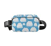 Sac banane Kawaii avec motif chats de dessin animé pour femme, sangle réglable, pochette de taille pour entraînement et course à pied, bleu