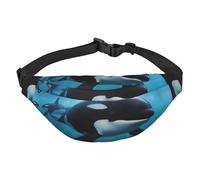 Sac banane Killer Whale pour homme et femme - Sac banane à bandoulière pour partout - Sac banane avec sangle réglable - Sac de poitrine décontracté pour la randonnée en plein air - Noir - Taille