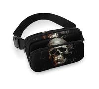 Sac banane léger avec imprimé crâne effrayant pour voyage, sport, randonnée, course à pied, 7,9 x 13 cm, Eerie Tête de mort effrayante, 7.9 X 5.1 in