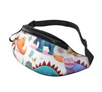 Sac banane léger avec imprimé dinosaures colorés pour randonnée, cyclisme, course à pied et activités de plein air