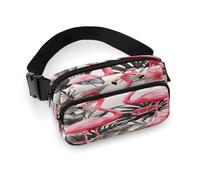 Sac banane léger avec imprimé flamant rose et floral pour voyage, sport, randonnée, course à pied, 20 x 13 cm, Imprimé flamant rose, 7.9 X 5.1 in