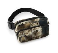 Sac banane léger avec imprimé loup mignon pour voyage, sport, randonnée, course à pied, 7,9 x 13 cm, Loup mignon., 7.9 X 5.1 in