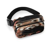 Sac banane léger avec imprimé pandas rouges pour voyage, sport, randonnée, course à pied, pandas rouges, 20 x 13 cm, Pandas rouges, 7.9 X 5.1 in