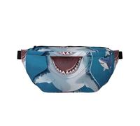 Sac banane léger avec imprimé poisson de dessin animé bleu pour la marche, le cyclisme, la randonnée, les voyages, Noir , Taille unique, Sac à dos décontracté