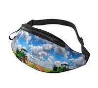 Sac banane léger avec imprimé tracteur sous ciel bleu et nuages blancs pour randonnée, cyclisme, course à pied et activités de plein air