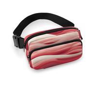 Sac banane léger avec sangle réglable Peach And White Waves pour course à pied voyage