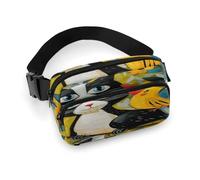 Sac banane léger avec sangle réglable pour course à pied et voyage Motif chat et oiseau